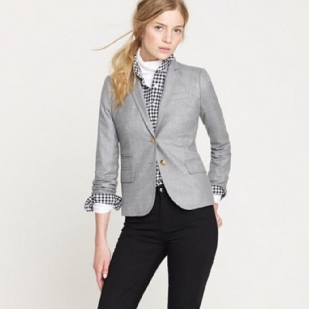 J.Crew Gray Grey Wool Schoolboy Blazer Jacket 8